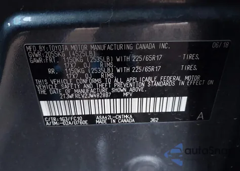 2018 Toyota Rav4 Xle from USA, damaged, VIN 2T3WFREV2JW482887